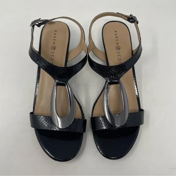 Karen Scott Carmeyy Open Toe Embellished Wedge Sandals - NWT