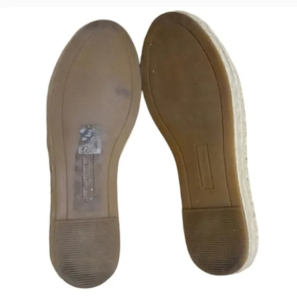 Karl Lagerfeld Moxy Espadrille Loafers Latte Suede Leather Crystal Chain Accent