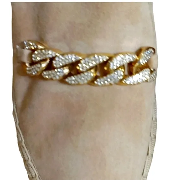 Karl Lagerfeld Moxy Espadrille Loafers Latte Suede Leather Crystal Chain Accent