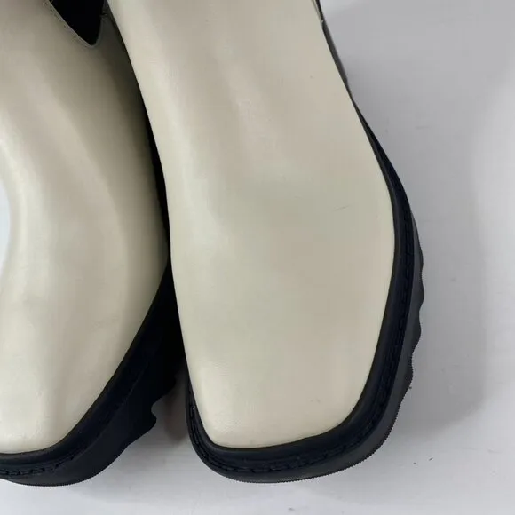 Karl Lagerfeld Paris Ivory Chunky Heel Embellished Platform Combat Boot Size 7.5