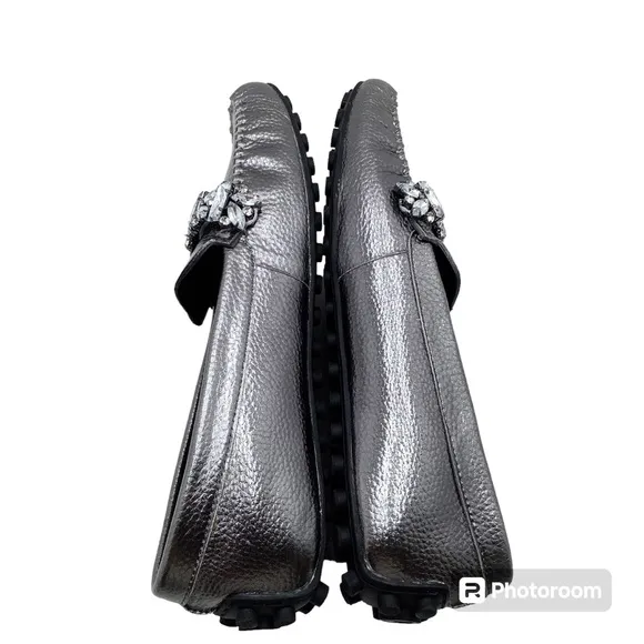 {Karl Lagerfeld Paris} Perryn Metallic Leather Driving Loafers