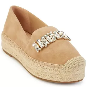 Karl Lagerfeld Suede Jeweled Platform Espadrilles Tan Size 9 - the Mari flats