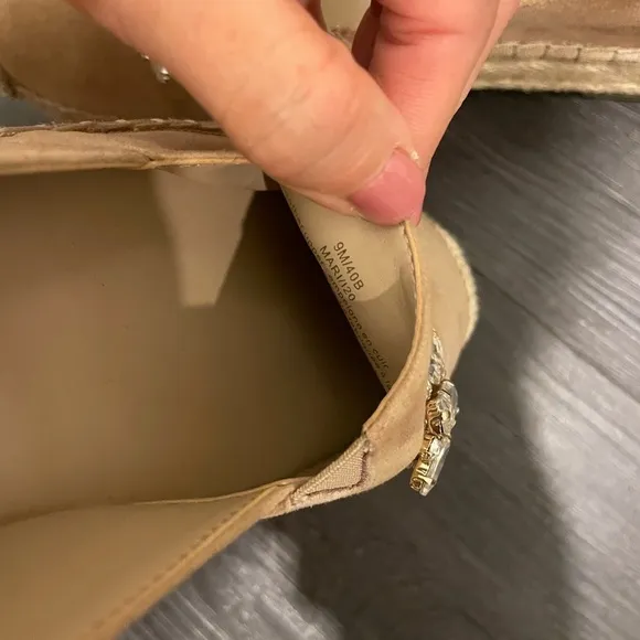 Karl Lagerfeld Suede Jeweled Platform Espadrilles Tan Size 9 - the Mari flats