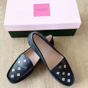 Kate Spade Black Leather Deck Driver Slip On Loafers