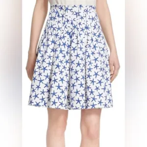 Kate Spade Broome Street Starfish print pleated a-line skirt Size 2 NWOT