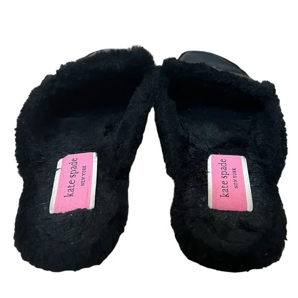 Kate Spade | Caelyn faux fur pebbled leather upper penny loafers mules …