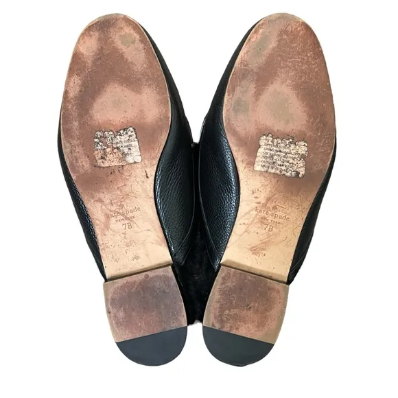 Kate Spade | Caelyn faux fur pebbled leather upper penny loafers mules …