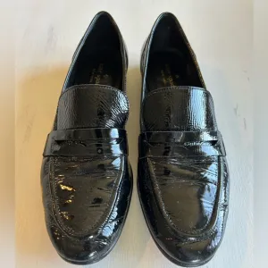Kate Spade Genevieve Crinkle Patent Leather Black Penny Loafer