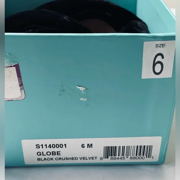 Kate Spade Globe Black Crushed Velvet Foldable Ballet Flats Size 6M