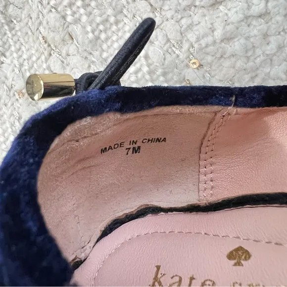 Kate Spade GLOBE Flats Blue Crushed Velvet Foldable Slip On Flat Shoes 7 NEW!