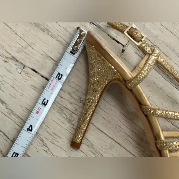 Kate Spade Gold Sequin Strappy Heels Sandals Size 7