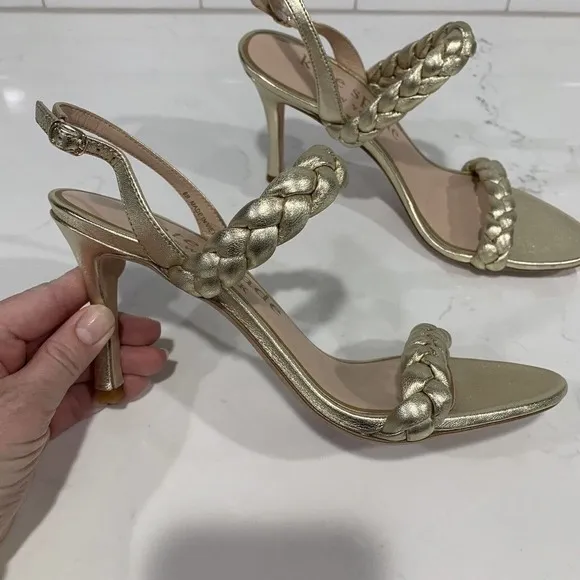 Kate Spade | Heels Leather Saffron Braided Round Open Toe Gold Slingback