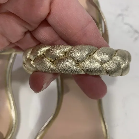 Kate Spade | Heels Leather Saffron Braided Round Open Toe Gold Slingback