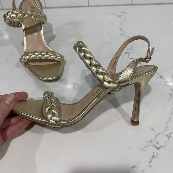 Kate Spade | Heels Leather Saffron Braided Round Open Toe Gold Slingback