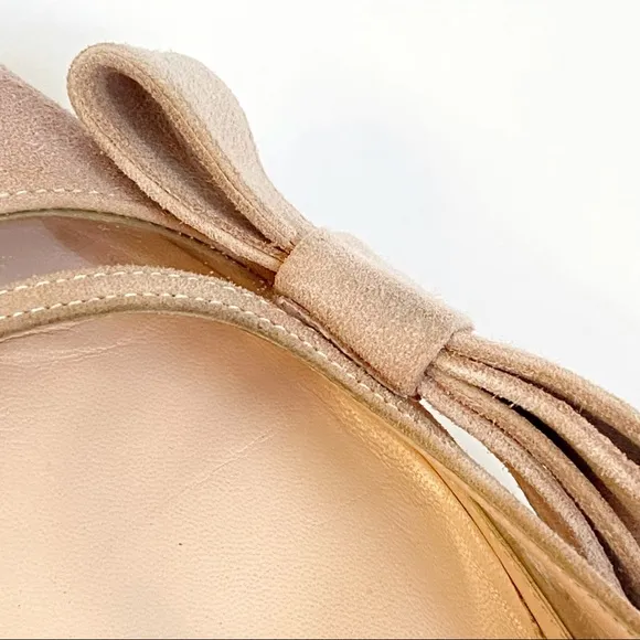 Kate Spade Mackenzie light pink suede bow pointed toe kitten high heel pumps