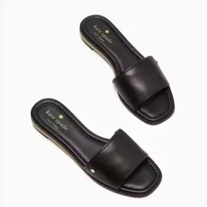 Kate Spade New York Palm Cove Black Leather Slide Sandals Size 7.5B