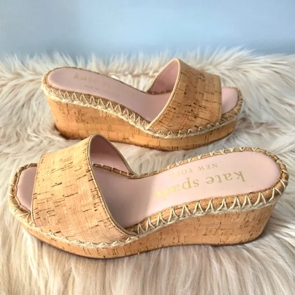 Kate Spade New York Womens Cosette Tan Cork Espadrilles Wedge Sandals - Size 8