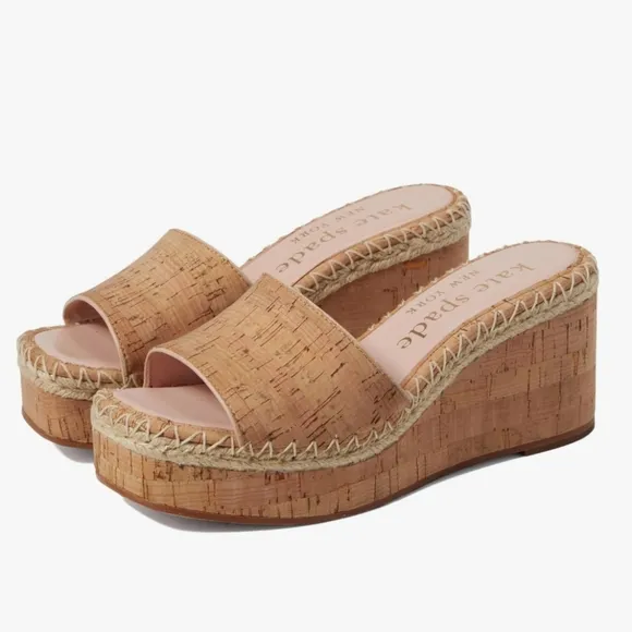 Kate Spade New York Womens Cosette Tan Cork Espadrilles Wedge Sandals - Size 8
