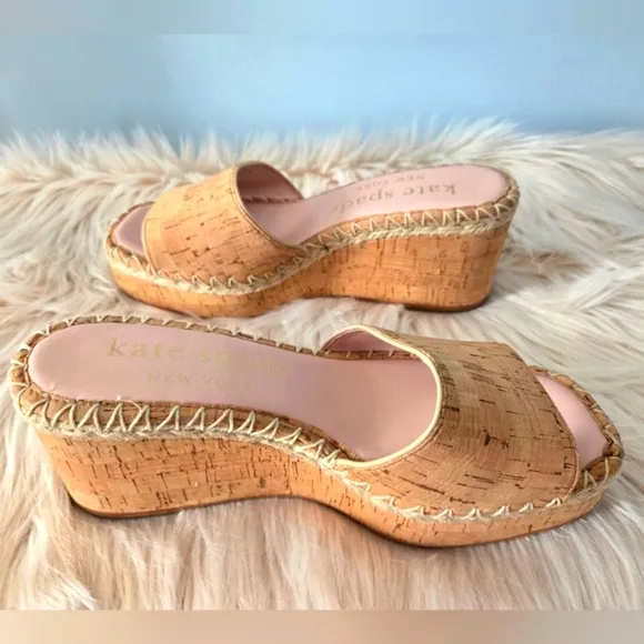 Kate Spade New York Womens Cosette Tan Cork Espadrilles Wedge Sandals - Size 8