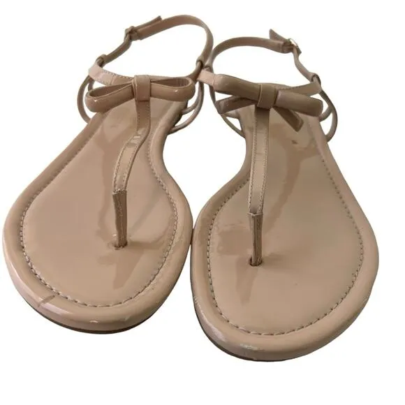 Kate Spade Piazza Patent Vegan Leather Tan Sandals Size 10
