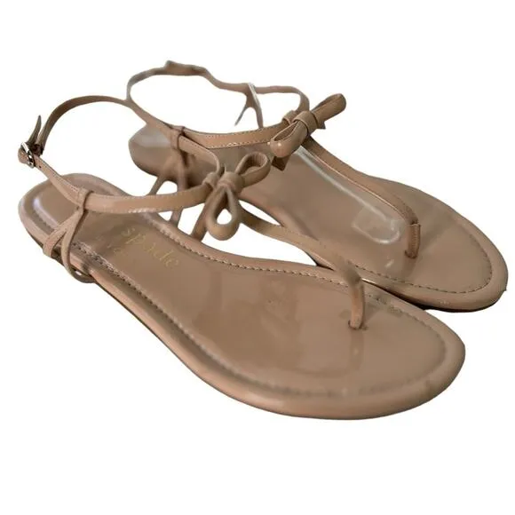 Kate Spade Piazza Patent Vegan Leather Tan Sandals Size 10
