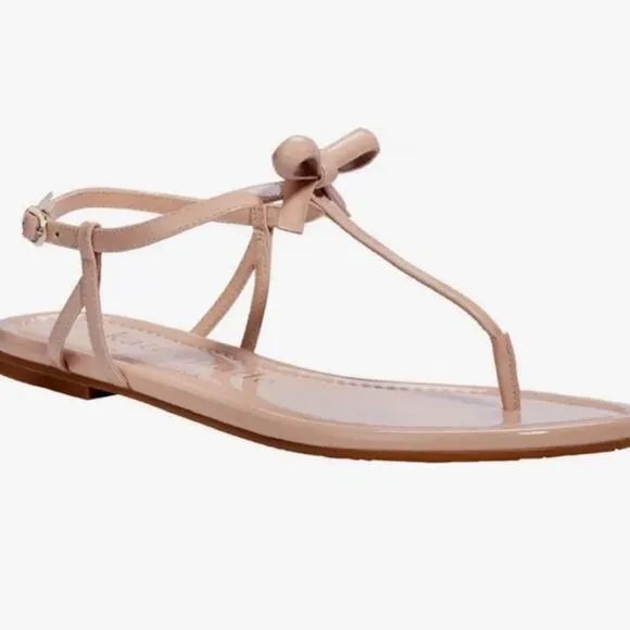 Kate Spade Piazza Patent Vegan Leather Tan Sandals Size 10