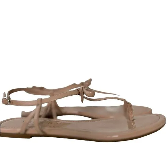 Kate Spade Piazza Patent Vegan Leather Tan Sandals Size 10