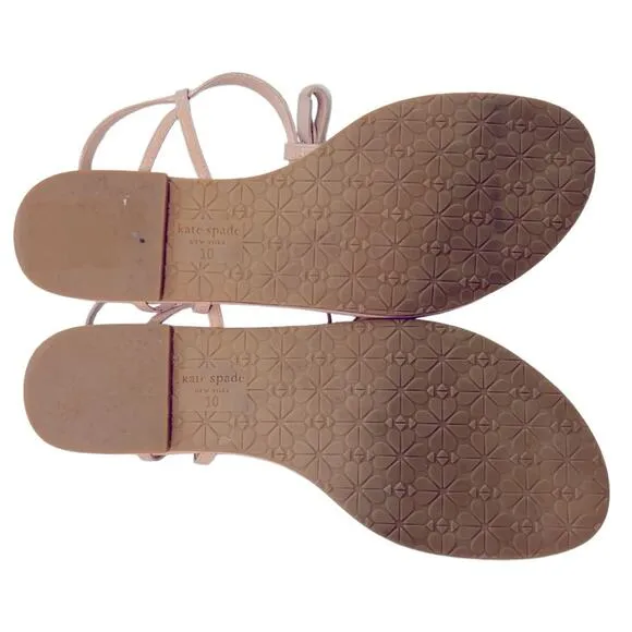 Kate Spade Piazza Patent Vegan Leather Tan Sandals Size 10