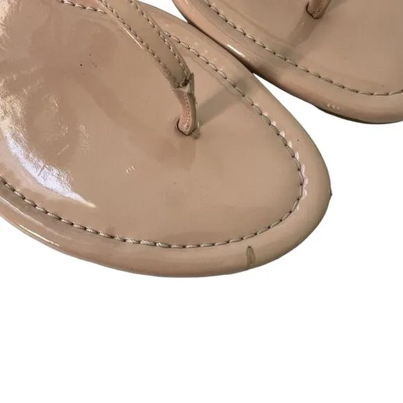 Kate Spade Piazza Patent Vegan Leather Tan Sandals Size 10