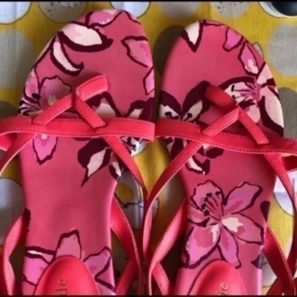Kate Spade pink sandals w/ floral soles size 7