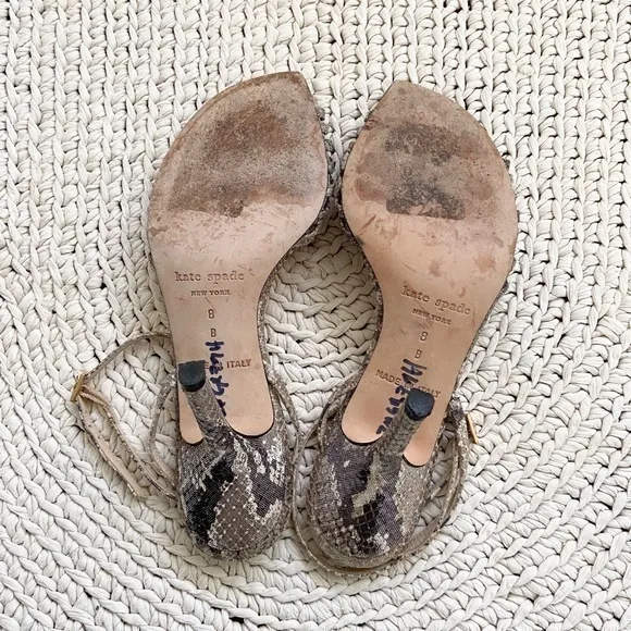 Kate Spade Snakeskin Print‎ Y2K Style Strappy Stiletto Sandals Heels