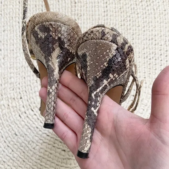 Kate Spade Snakeskin Print‎ Y2K Style Strappy Stiletto Sandals Heels