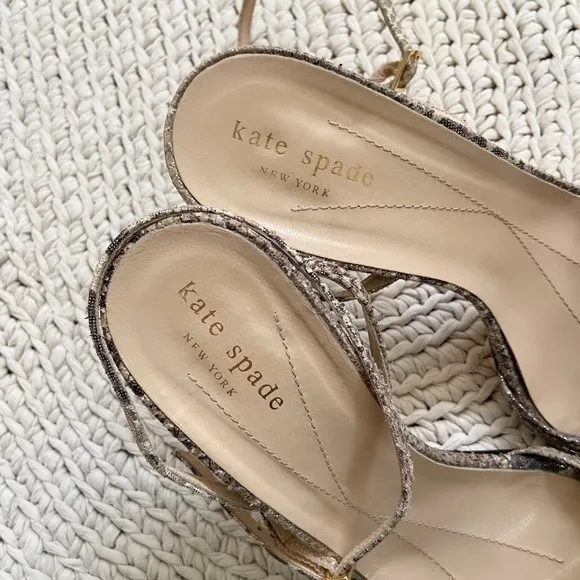 Kate Spade Snakeskin Print‎ Y2K Style Strappy Stiletto Sandals Heels
