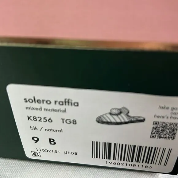 Kate Spade Solero Raffia Espadrilles- Black/Natural- Size 9 - NIB