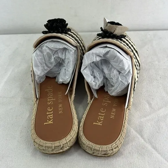 Kate Spade Solero Raffia Espadrilles- Black/Natural- Size 9 - NIB