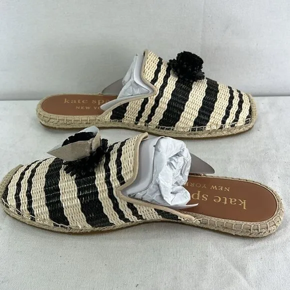 Kate Spade Solero Raffia Espadrilles- Black/Natural- Size 9 - NIB