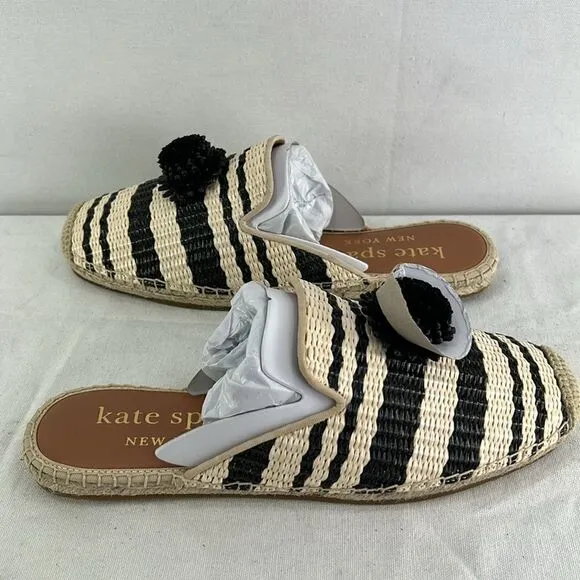 Kate Spade Solero Raffia Espadrilles- Black/Natural- Size 9 - NIB