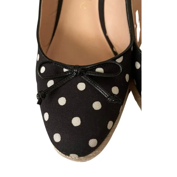 Kate Spade  Wedge Heel Slingback Espadrilles Panama Nights polka dot