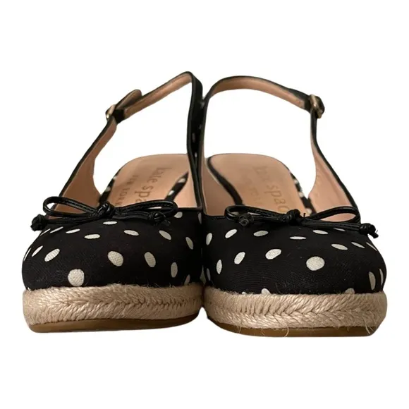 Kate Spade  Wedge Heel Slingback Espadrilles Panama Nights polka dot