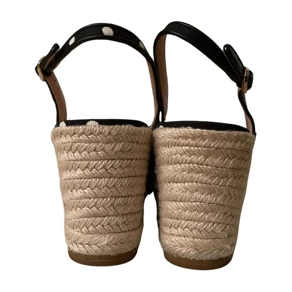 Kate Spade  Wedge Heel Slingback Espadrilles Panama Nights polka dot