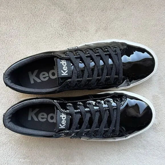 Keds Jump Kick Duo Black Patent Leather Women US 6 Casual Athleisure WH68092
