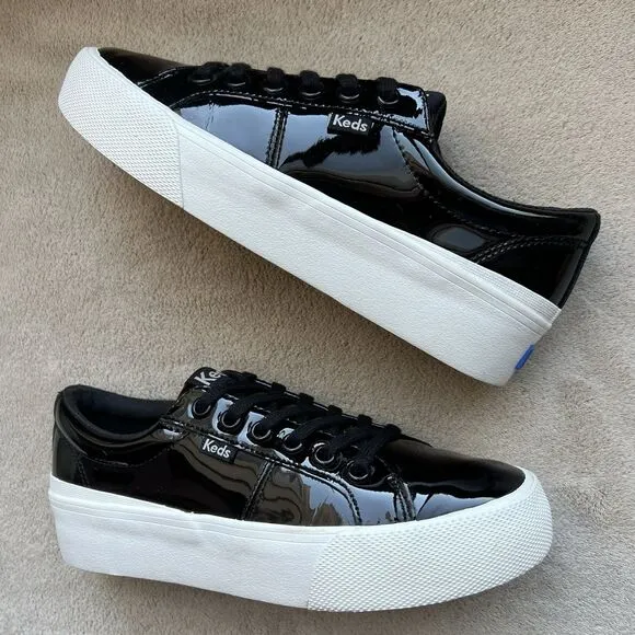 Keds Jump Kick Duo Black Patent Leather Women US 6 Casual Athleisure WH68092