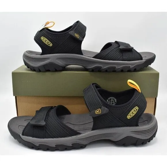 Keen Mens Size 12 Targhee III Open Toe H2 Black Yellow Sandals Shoes