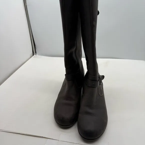 Keen Of Scots Wedge Boots Womens 9 Tall Chunky Platform Zipper Leather Moto Shoe