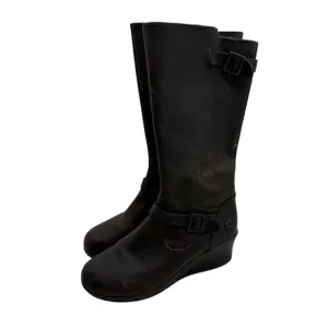Keen Of Scots Wedge Boots Womens 9 Tall Chunky Platform Zipper Leather Moto Shoe