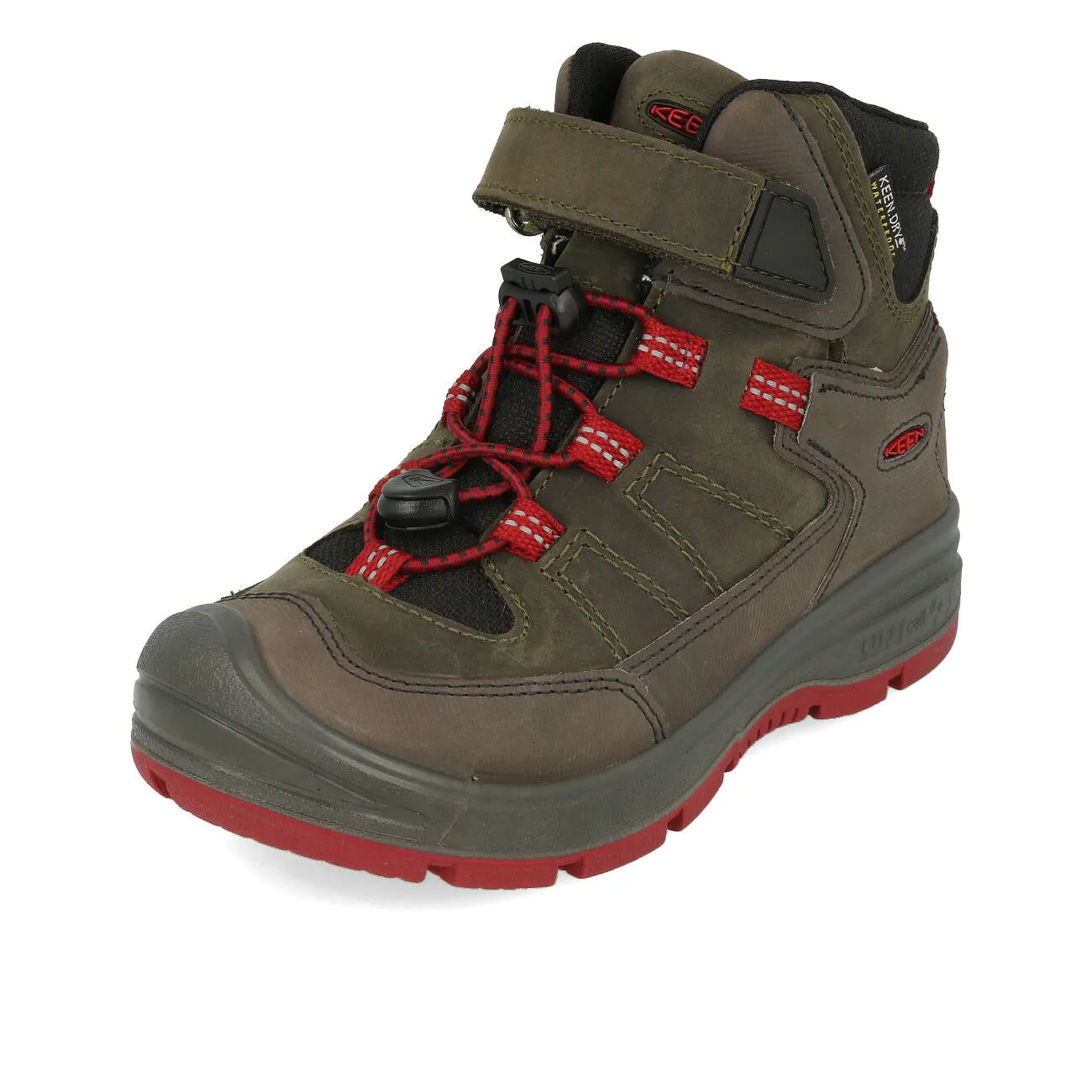 Keen Redwood Mid WP C Kinderschuh Steel Grey Red Dahlia