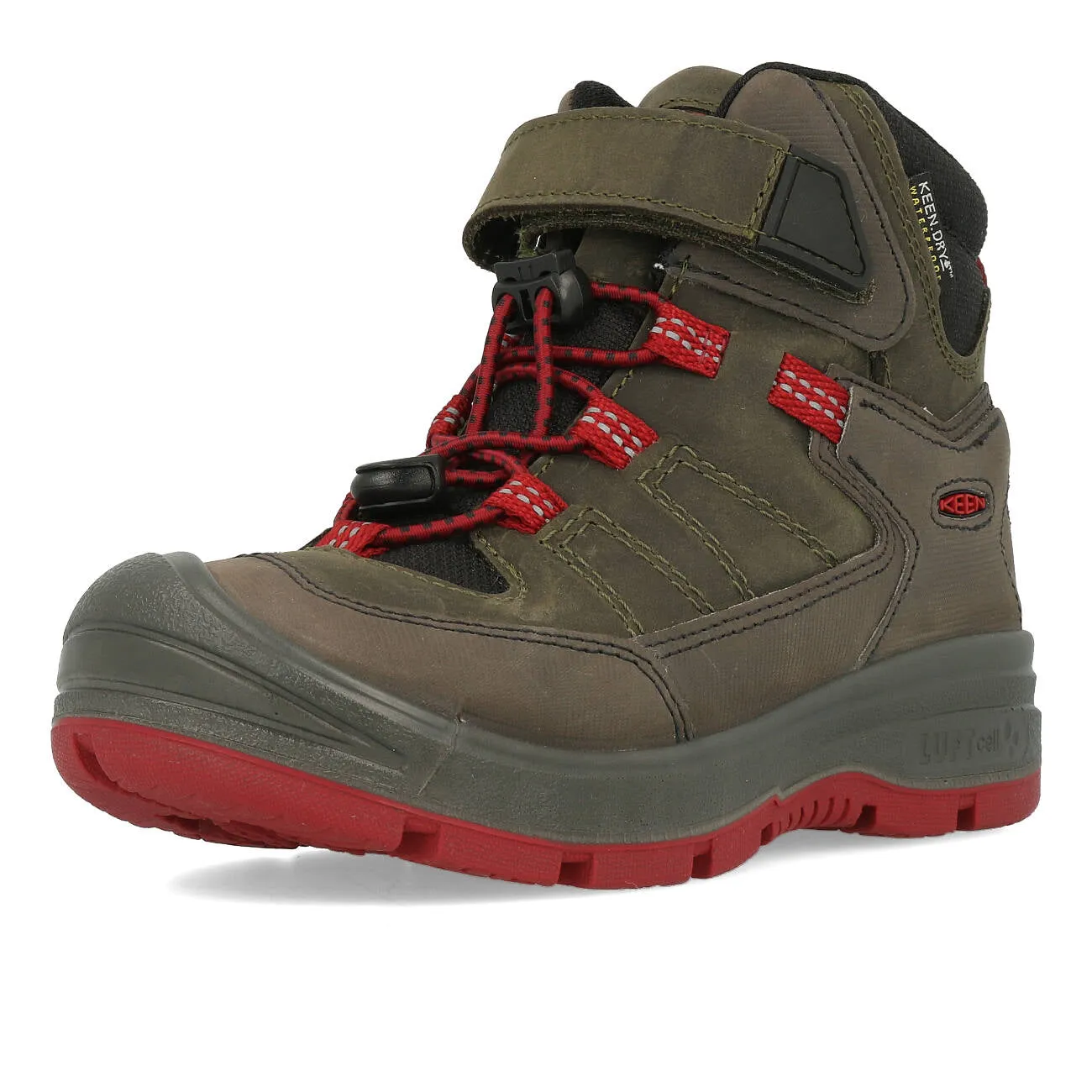Keen Redwood Mid WP C Kinderschuh Steel Grey Red Dahlia