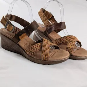 Keen Tan Pink Orange Skyline Wedge Sandals