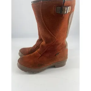 Keen Wilamette Mid Calf Boots Womens Size 6.5 Orange Suede Waterproof Pullproof
