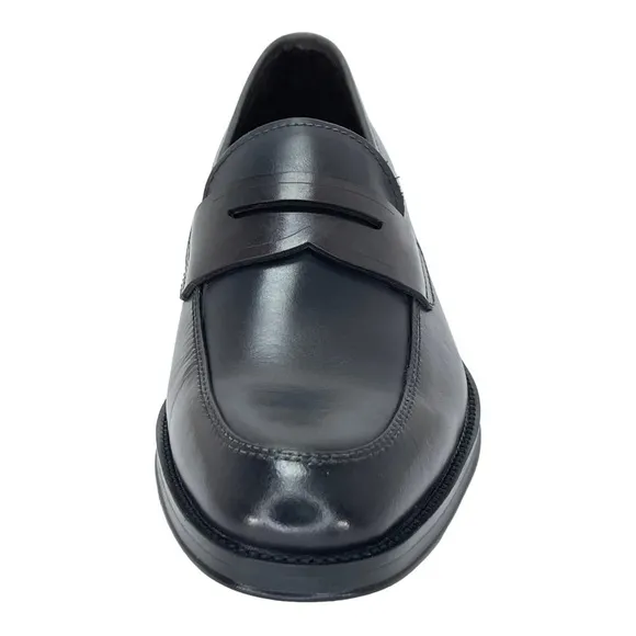 Kenneth Cole Brock Dark Grey Leather Mens Penny Loafers Size 7M